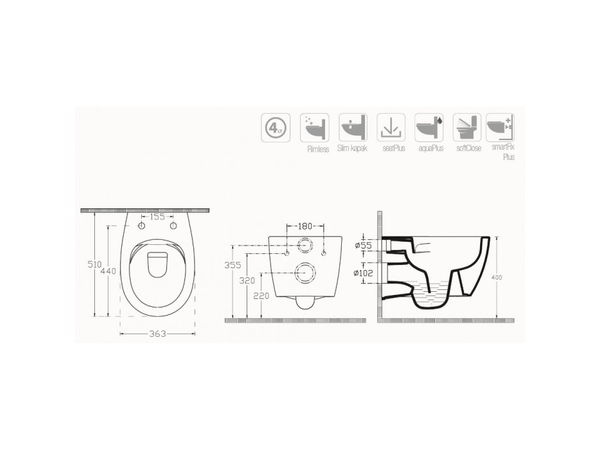 Sentimenti WC+Toilet Seat  White Matt