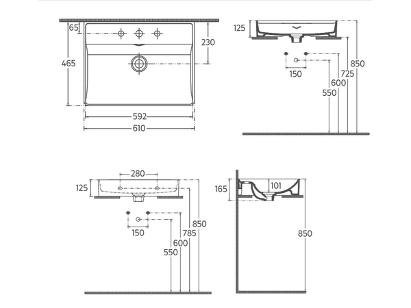 VEA Countertop Washbasin , 61cm