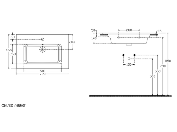 SistemaT Basin 71 cm