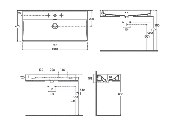 VEA Countertop Washbasin , 101 cm