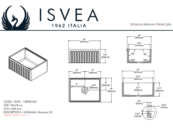 Ravenna 61cm White