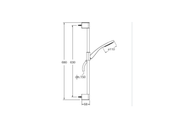 Prime 63 cm sliding bar with LONG LIFE flexible hose
