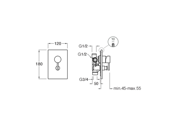 Phi shower/bathtub mixer
