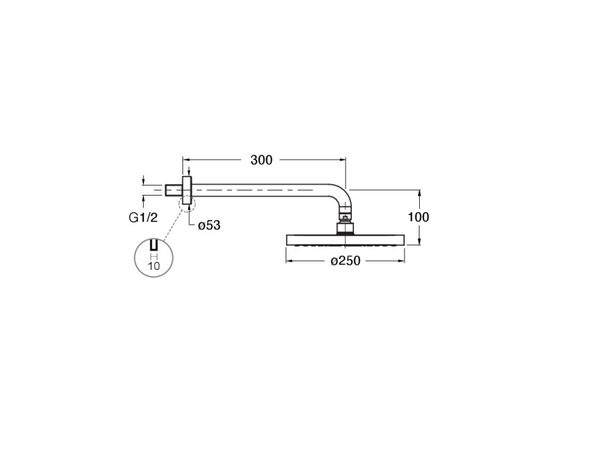 Step  showerhead 250mm, wall-mounted arm