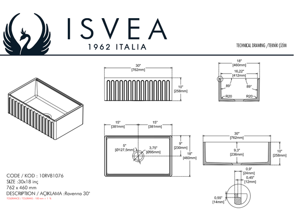 Ravenna  76cm White