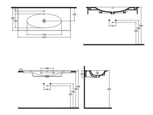 Lavoar Sistema X 121cm
