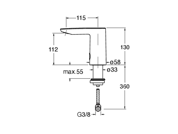 Electronic battery supply tap for wash basin CHROM