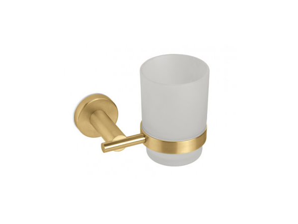 Vema brushed gold tumbler holder