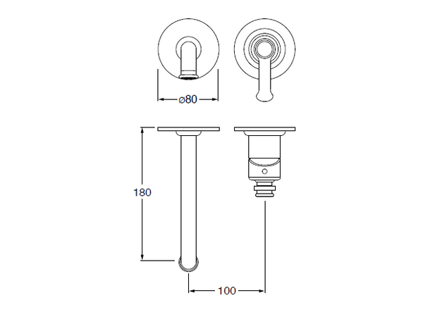 Regular external single-control wall-mounted 2-hole washbasin set
