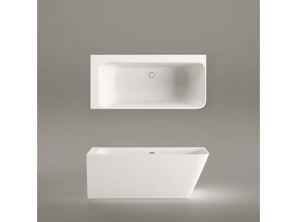 QUADRO WALL corner D 1600*750 Bathtub Silkstone Matte White