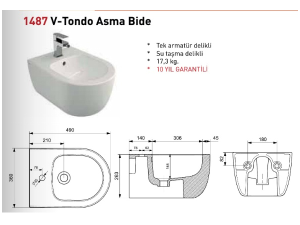 V Tondo Bidet White Glossy