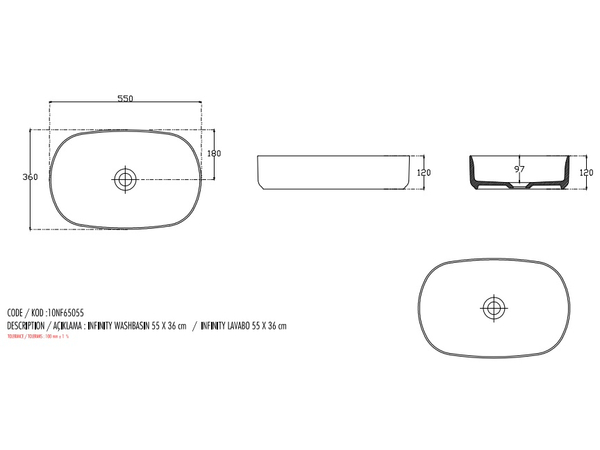 Infinity Washbasin 55 cm