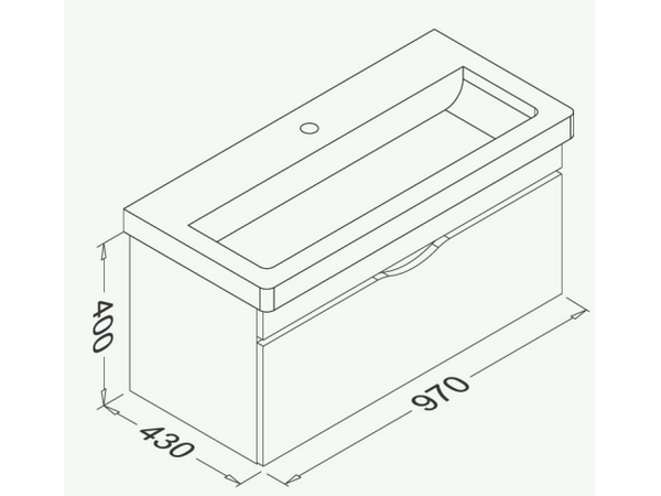 Neo Basin Unit 1 Drawer, Lacquered White 100cm