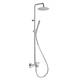 Wall-mounted exposed bathtub/shower column, with thermostatic mixing